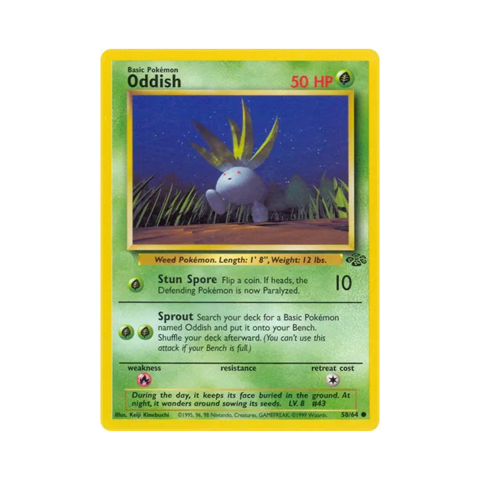 pokemon card oddish Jungle Unlimited: 58/64 Oddish – The Trainer Court