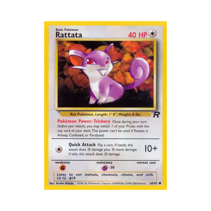 1995 rattata pokemon card Team Rocket Unlimited: 66/82 Rattata – The Trainer Court