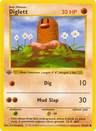 Diglett 047 - Unlimited Base Set Shadowless - Common – The Trainer Court